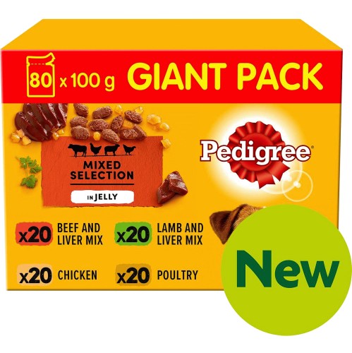 Adult Wet Dog Food Pouches Mixed in Jelly Giant Pack
