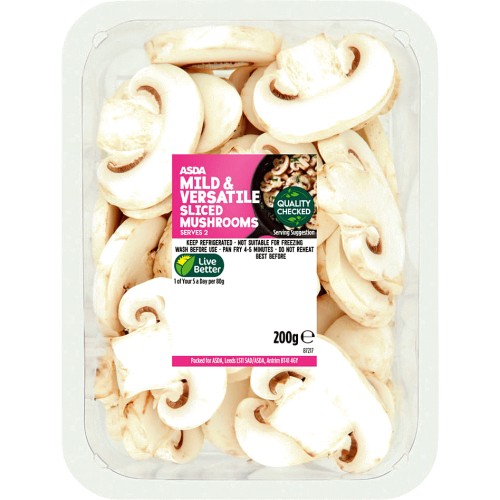 ASDA Sliced Mushrooms (Variety may vary) (200g) Compare Prices