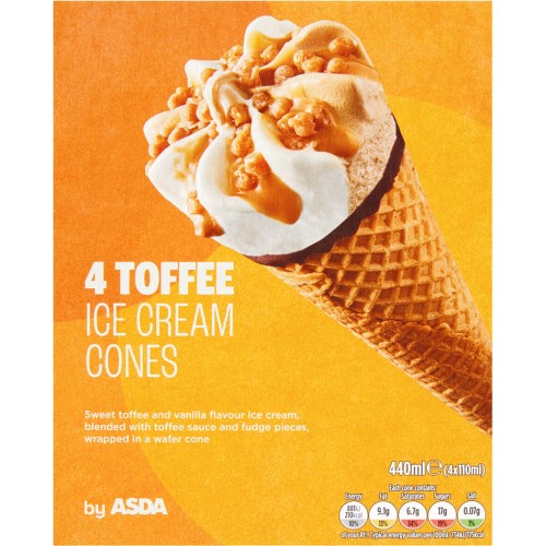 4 Toffee Ice Cream Cones