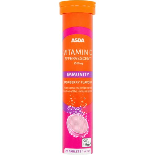 ASDA Immunity Vitamin C Effervescent Raspberry Flavour 1 A Day 20