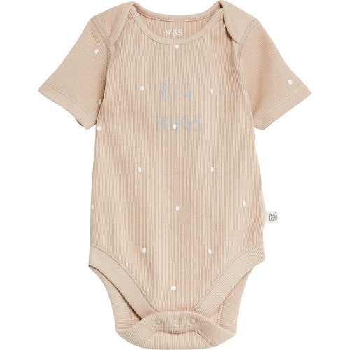 M&S Cotton Rich Spot Big Hugs Slogan Bodysuit 69 Months Biscuit Compare Prices & Where To Buy