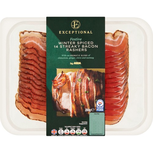 Exceptional by ASDA 14 Festive Winter Spiced Streaky Bacon Rashers ...
