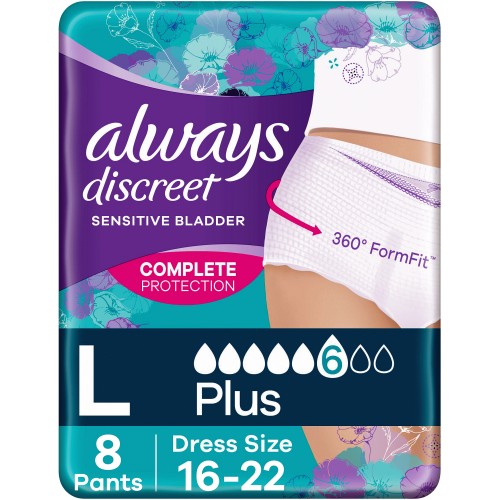 Always Discreet Incontinence Pants Plus Large Women (8) - Compare Prices &  Where To Buy 