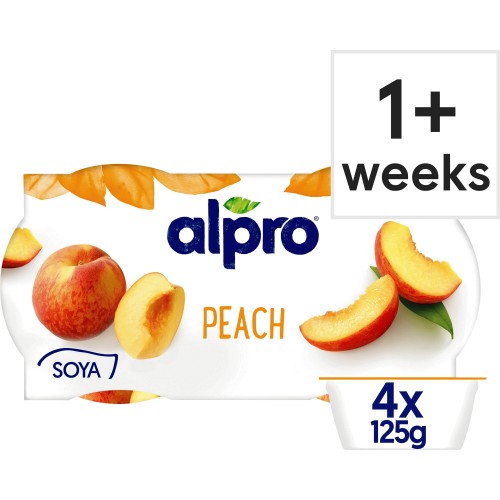 Alpro Peach Dairy Free Soya Yoghurt Alternative (4 x 125g) Compare
