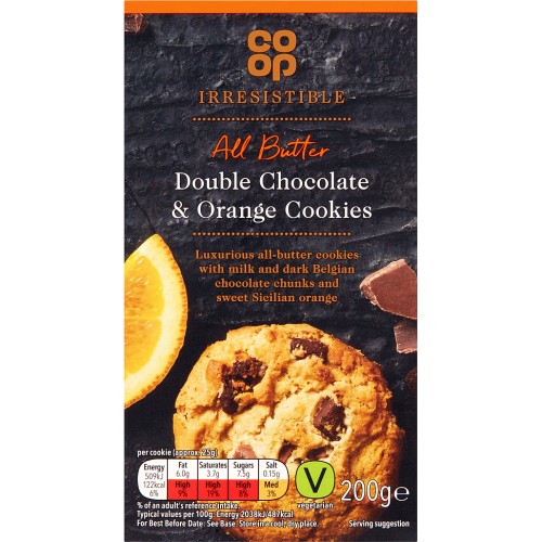 Coop Irresistible All Butter Double Chocolate & Orange Cookies (200g