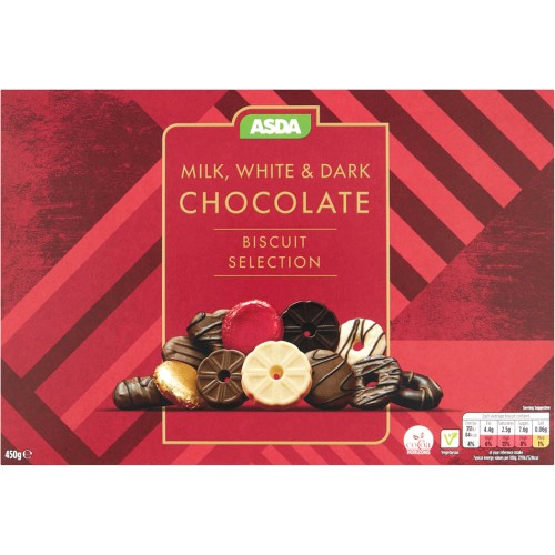 ASDA Milk White Dark Chocolate Biscuit Selection 450g Compare 