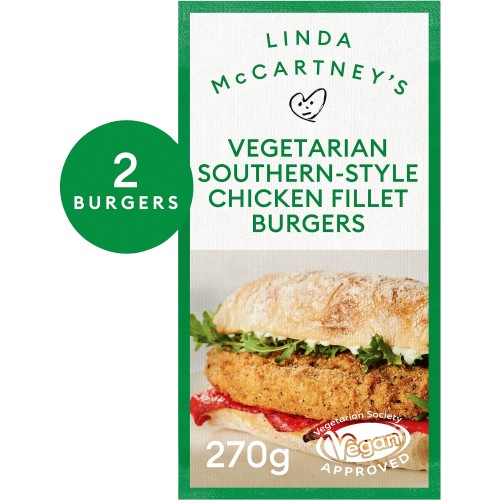 Linda McCartney's 2 Vegetarian Southern-Style Chicken Fillet Burgers (2 x 270g)