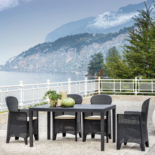 Outdoor Living Campania Rattan 4 Seater Garden Dining Set Grey Compare Prices Where To Buy Trolley