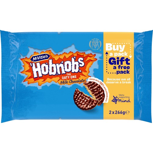 McVitie's Hobnobs The Oaty One Milk Chocolate Biscuits Twin Pack (524g