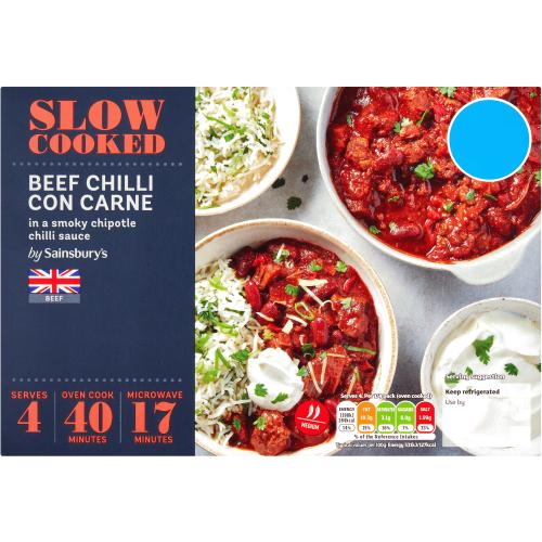Sainsburys Slow CookedBritish Beef Chilli Con Carne in a Smoky Chipotle