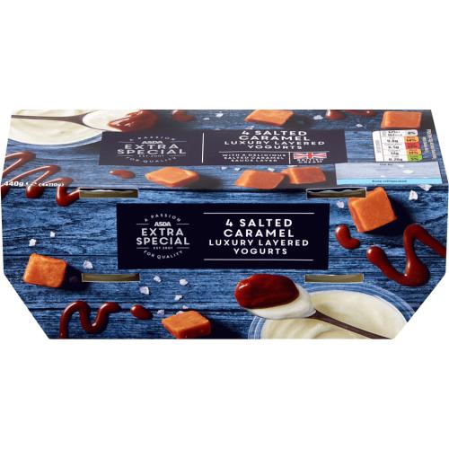 ASDA Extra Special Salted Caramel Luxury Layered Yogurts 4x4x110g