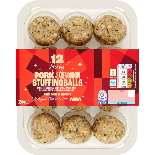 ASDA Herby 12 British Pork Sage & Onion Stuffing Balls (350g) Compare