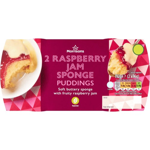 Morrisons Raspberry Jam Sponge Puddings (2 x 96g) - Compare Prices ...
