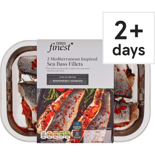 Tesco Finest Mediterranean Inspired Sea Bass Fillets (301g) Compare