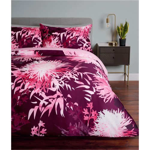 Red Parisian Mini Floral Frill Edge Reversible Duvet Set