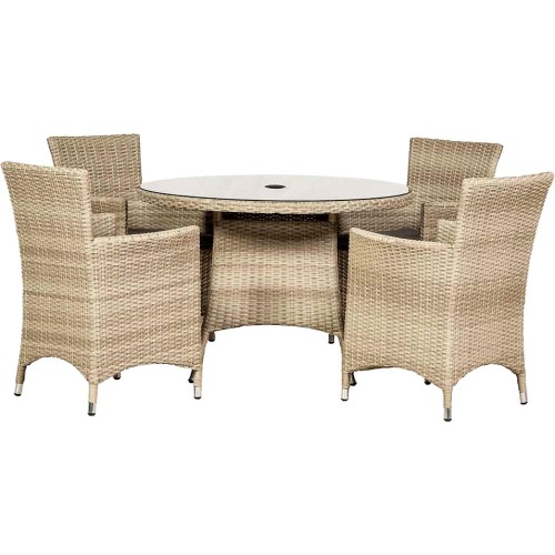 Royalcraft Lisbon Rattan 4 Seater Round Carver Dining Set - Compare ...