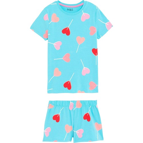 M&S Cotton Rich Heart Lolly Short Pyjama Set 7-8 Years Blue Mix - Compare  Prices & Where To Buy 