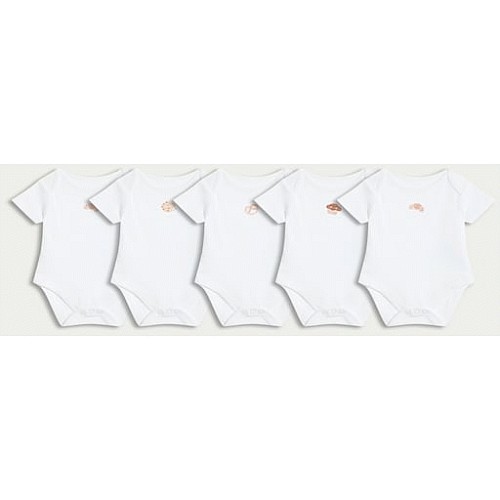 F&F Baby 5-Pack Pure Cotton Food Print Bodysuits in White