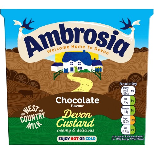 Ambrosia Chocolate Flavour Devon Custard (4 x 120g) - Compare Prices ...