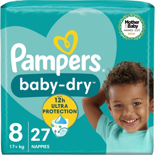 Pampers Baby-Dry Size 8, 27 Nappies, 17kg+, Essential Pack - We Get Any  Stock