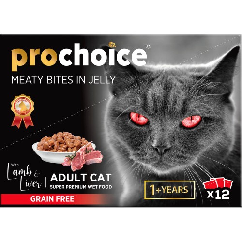 Prochoice Wet Cat Food with Lamb & Liver in Jelly for Adult Cats (12 x
