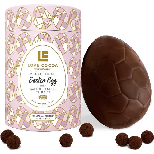 Love Cocoa Giant Milk Chocolate Easter Egg with Salted Caramel Truffles
