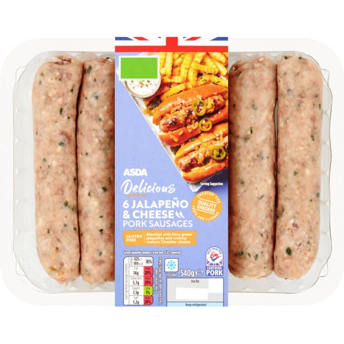 ASDA Delicious 6 Jalapeno & Cheese Pork Sausages (540g) Compare