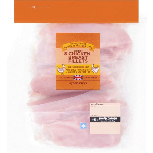 Sainsbury's Fresh For Freezing British Chicken Breast Fillets (8 x 1