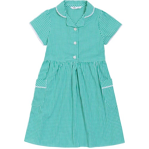 M S Girls Pure Cotton Gingham School Dress Green 5 6 Years Green Compare Prices Where To Buy Trolley