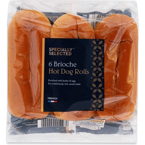 Luxury French 6 Sliced Brioche Hot Dog Rolls