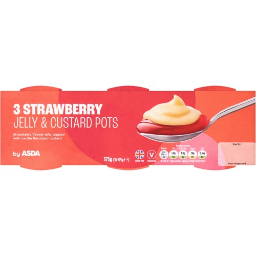 3 Strawberry Jelly & Custard Pots