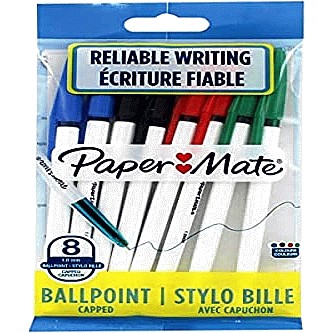 045 Ballpoint Pens Assorted Colours 8 Count