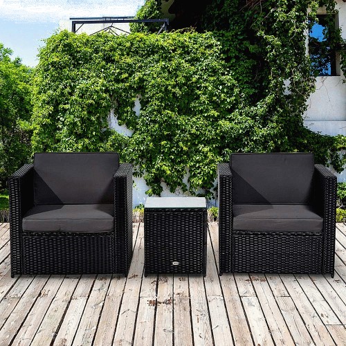 Premium 3-Piece Rattan Bistro Set: Table + 2 Chairs