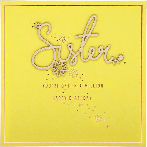 Sister Wooden Text Birthday Card