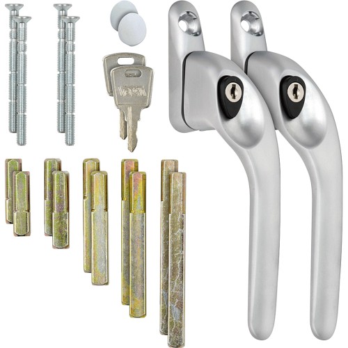 Versa Satin Lockable Right Hand Cranked Window Handle with 5 Precut ...