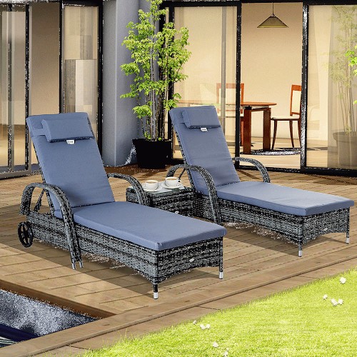 Outsunny 2 Seater Grey Rattan Sun Lounger Set Compare Prices & Where