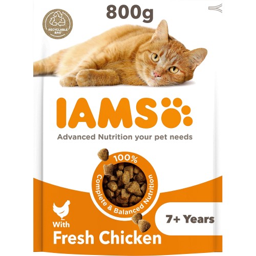 IAMS for Vitality Senior Cat Food With Fresh Chicken (800g)