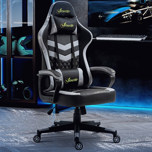 Portland Black PVC Leather Swivel Gaming Chair