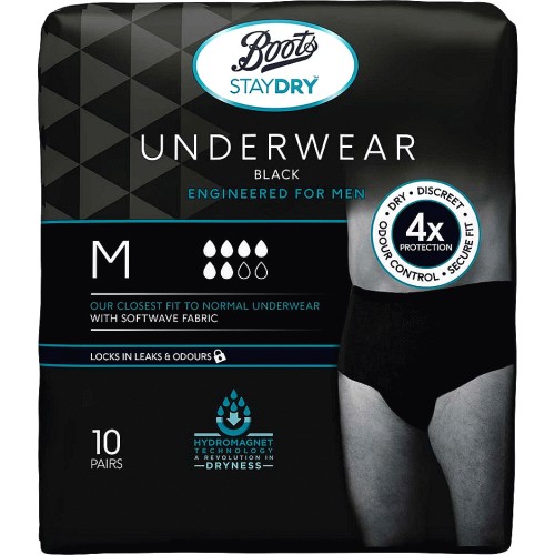 Boots Staydry Underwear Black Engineered for Men Large 10 pairs