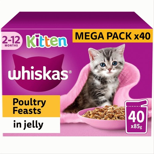 Whiskas 2 12 Months Cat Pouches Poultry Feasts In Jelly 40 x 85g Compare Prices Where To Buy Trolley