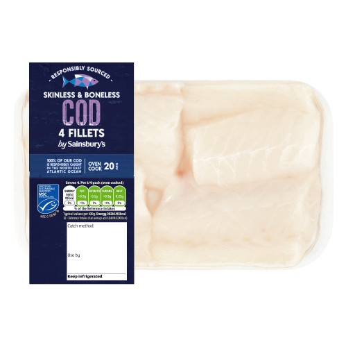 Sainsbury's Skinless & Boneless Cod Fillets (4 x 500g) - Compare Prices ...