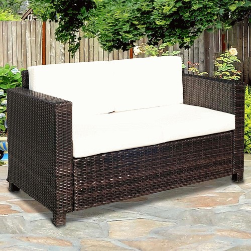 Outsunny 2 Seater Rattan Sofa Brown Compare Prices & Where To Buy