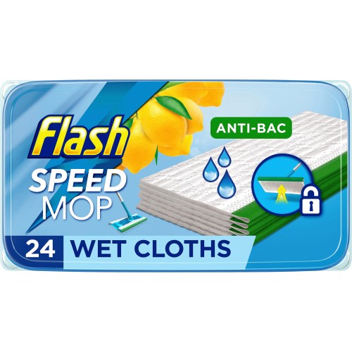 Speed Mop Refills *NEW* 24 per Pack Flash Speedmop WET CLOTH Refills Lemon 