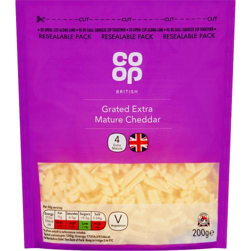 Coop British Grated Extra Mature Cheddar (200g) Compare Prices