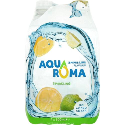 Aquaroma Sparkling Lemon & Lime Flavoured Spring Water (4 x 500ml) Compare Prices & Where To