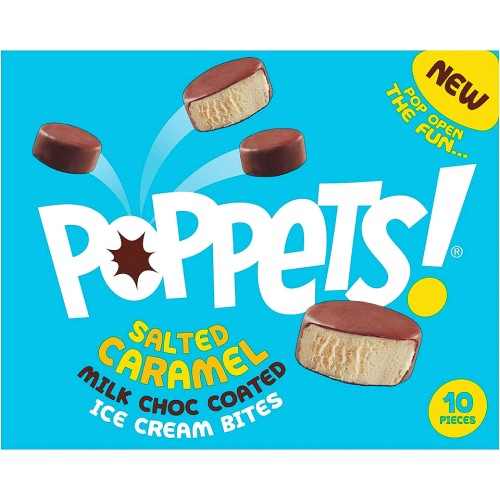Poppets 10 Salted Caramel Milk Choc Coated Ice Cream Bites (120g