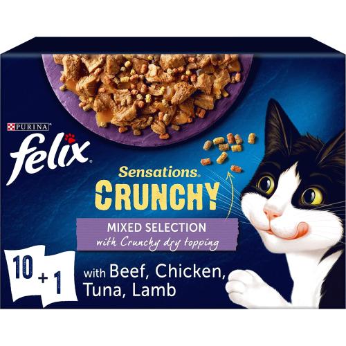 Sensations Crunchies Adult Cat Food Mixed Selection + Crunchy Dry Topping 10x100