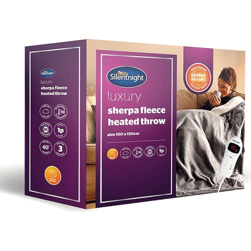 Silentnight Luxury Sherpa Fleece Heated Throw