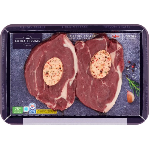 ASDA Extra Special British Sirloin Steaks with Pink Peppercorn Garlic