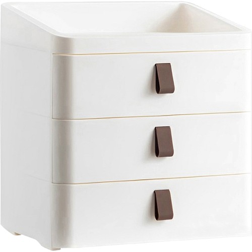 Living and Home 2 Tier White Square Plastic Storage Drawer